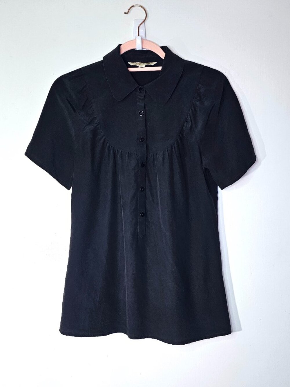 Joe’s 100% Silk Short Sleeve Minimalist Blouse Top S Black
